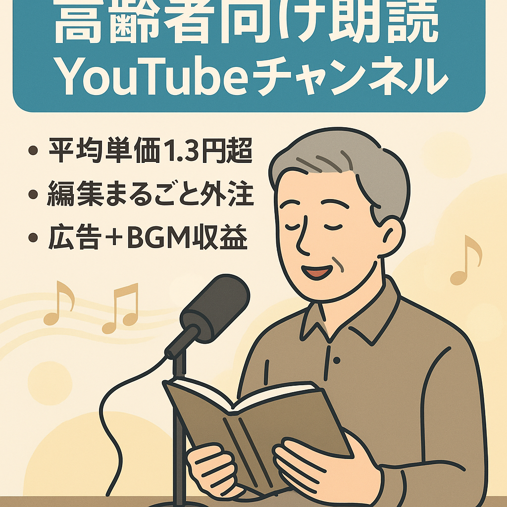 【月収益40万円超・登録者6万人以上】属人性無し、AI制作の高齢者向け朗読系チャンネル。TikTok、BGM収益と併せて9月は50万円超収益