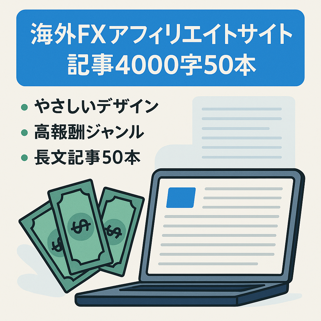 海外FXアフィリエイトサイト【平均4000文字以上×50記事】