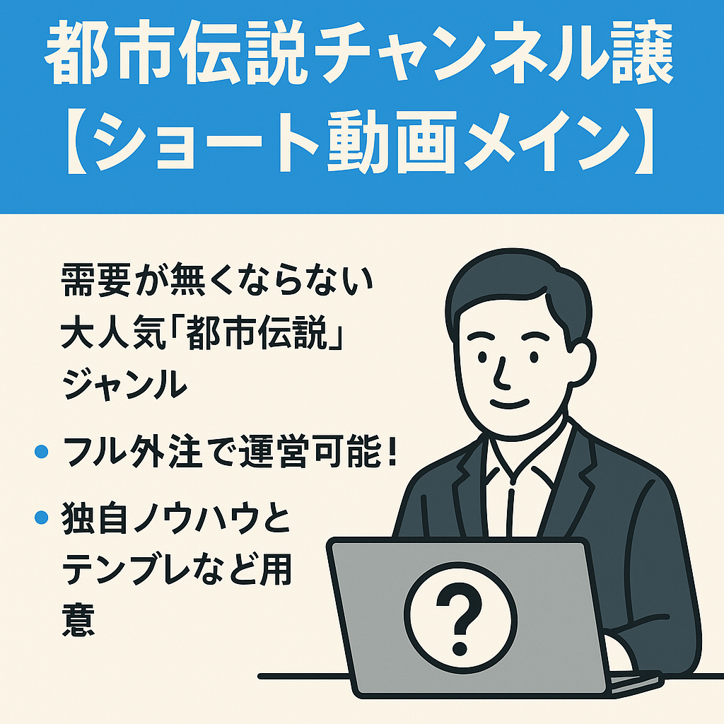 【完全外注可】YouTube登録者32万人超えの都市伝説チャンネル譲渡【ショート動画メイン】