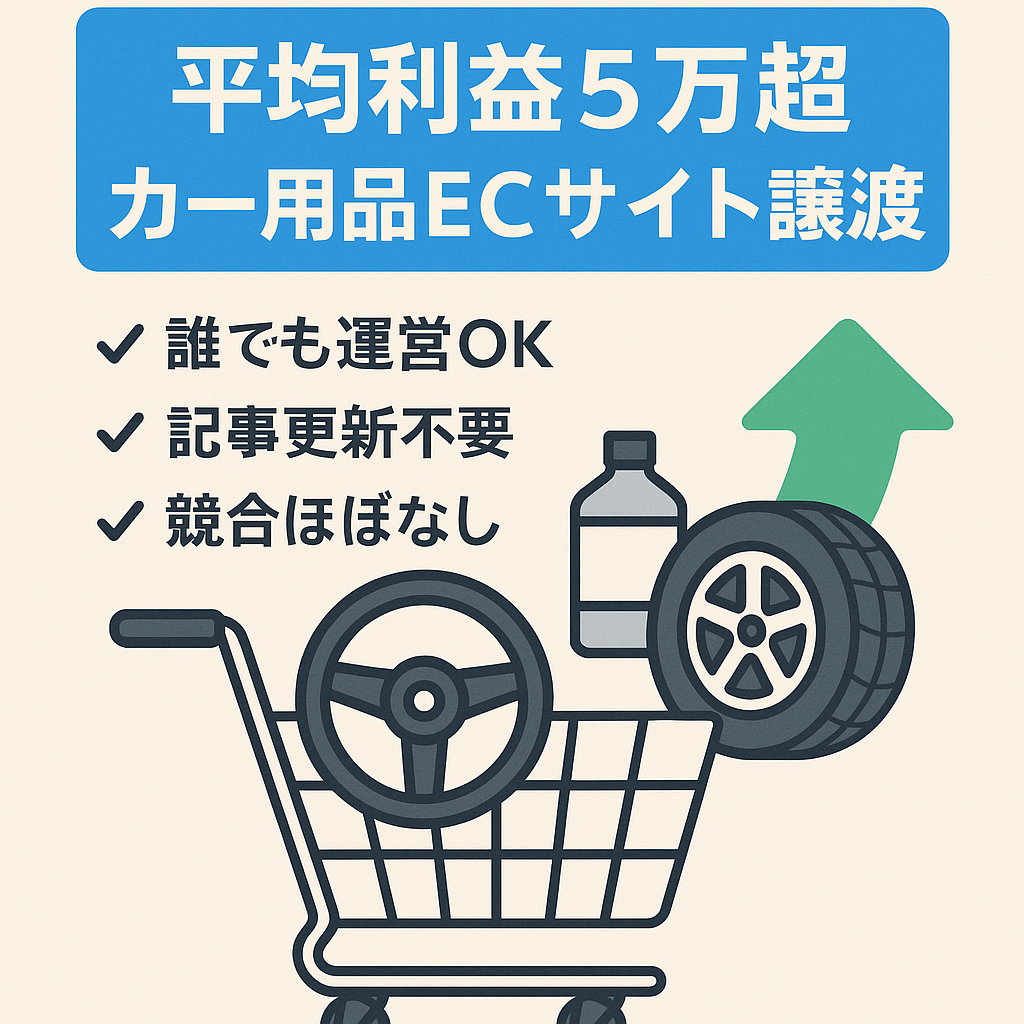 [放置で平均5万以上利益]カー用品の一つに特化したECサイトを譲渡