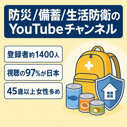 【登録者約1,400人】45歳以上女性中心／防災・備蓄・生活防衛系YouTubeチャンネル