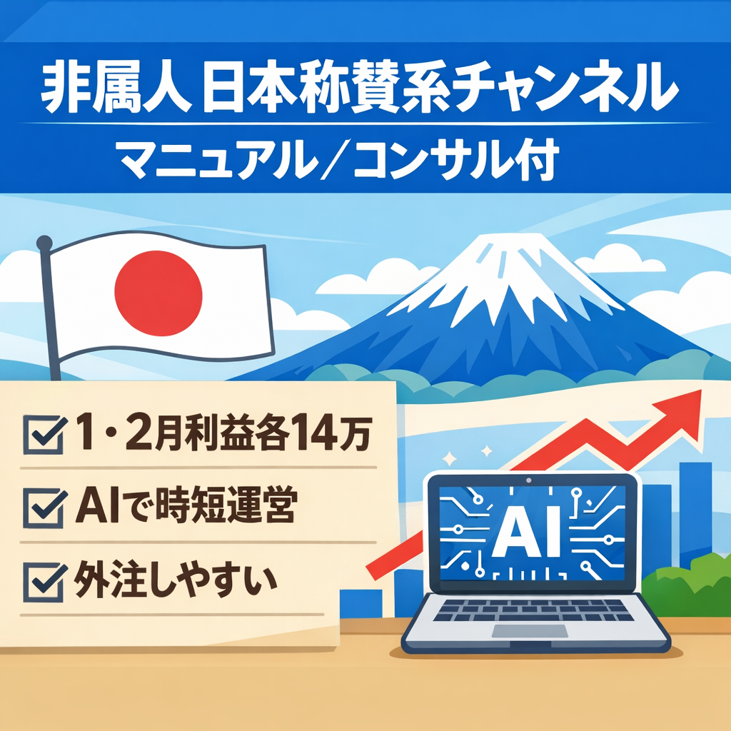 【月売上14万】非属人系の日本称賛系チャンネル【作成・外注方法マニュアル、コンサル完備】