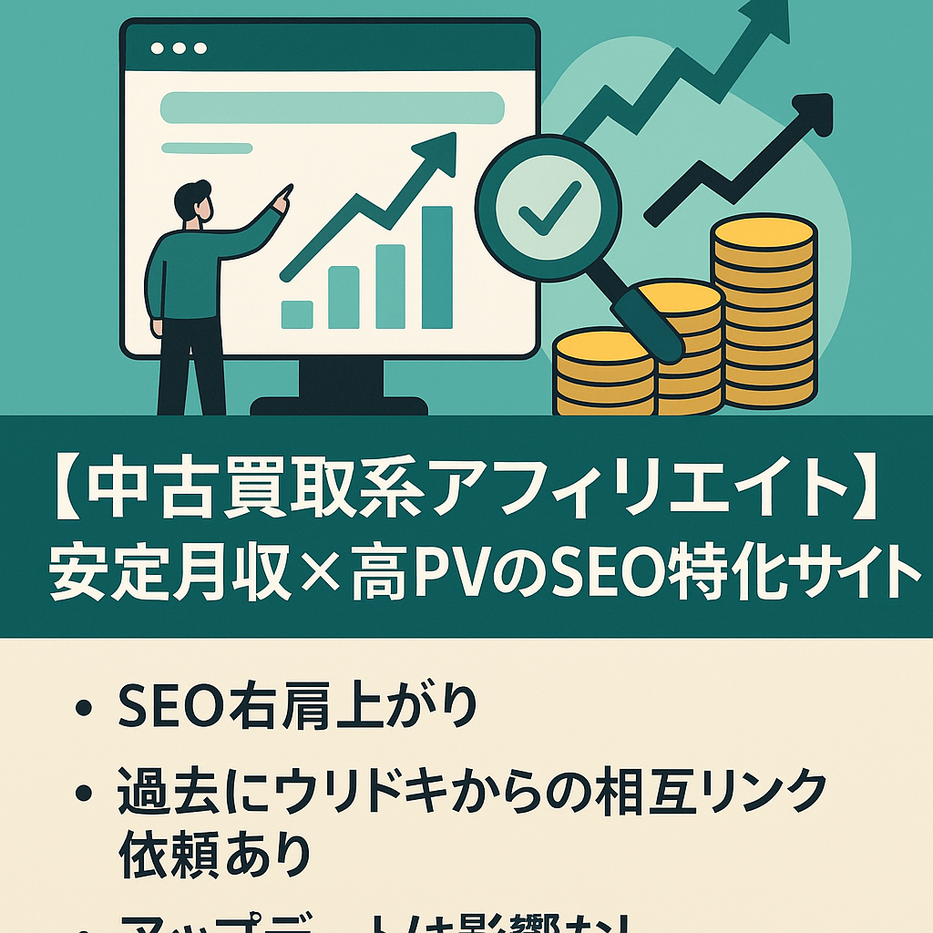 【中古買取系アフィリエイト】安定月収×高PVのSEO特化サイト