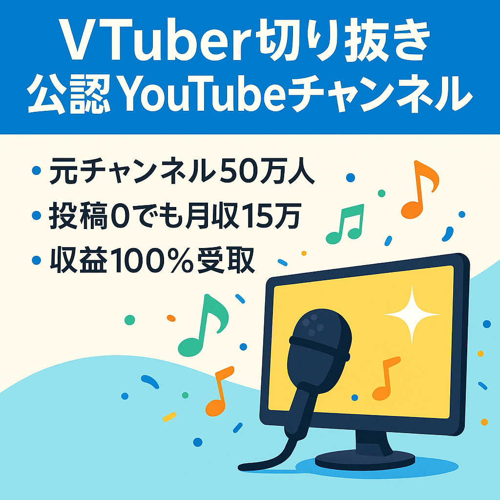 【収益停止中/最高月収60万/登録者1万人越え】某大人気Vtuberの切り抜きch【運営許可済】