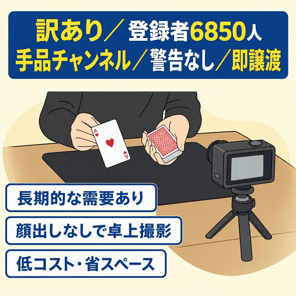 訳あり：【登録者6850人】警告なしクリーン／手品・エンタメ系／即譲渡可能