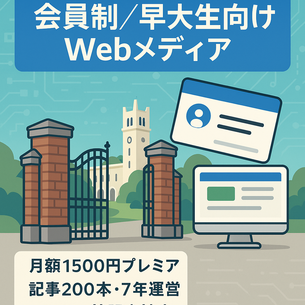 【会員制サブスク】早稲田大学生向けWebメディア【収益月20万以上、過去収益350万超】