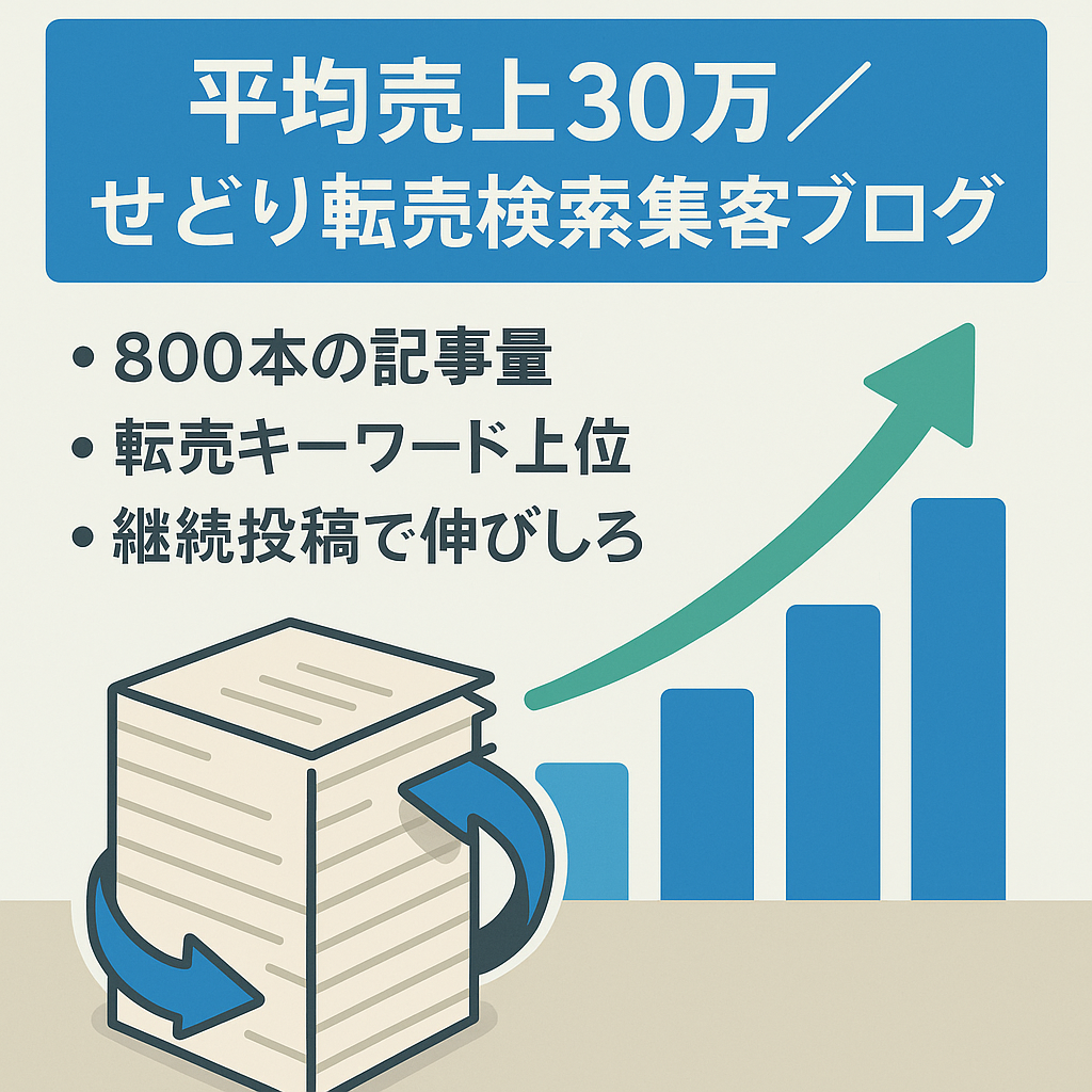 【過去12ヶ月の平均売上：30万円】SEO集客メインのせどり・転売ビジネス特化ブログ