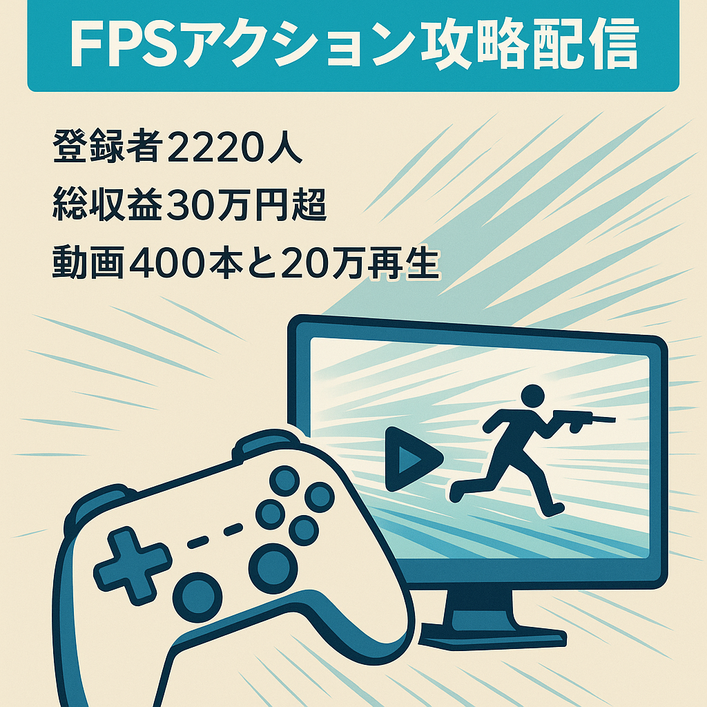 【収益化済み・登録者2,220人・価格交渉〇】FPS・アクション系ゲーム攻略＆配信CH