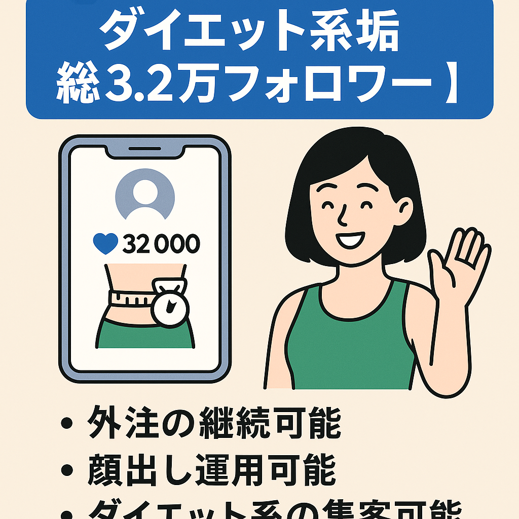【ダイエット系垢総3.2万フォロワー】外注の継続可能。全アカウント引き継ぎます。