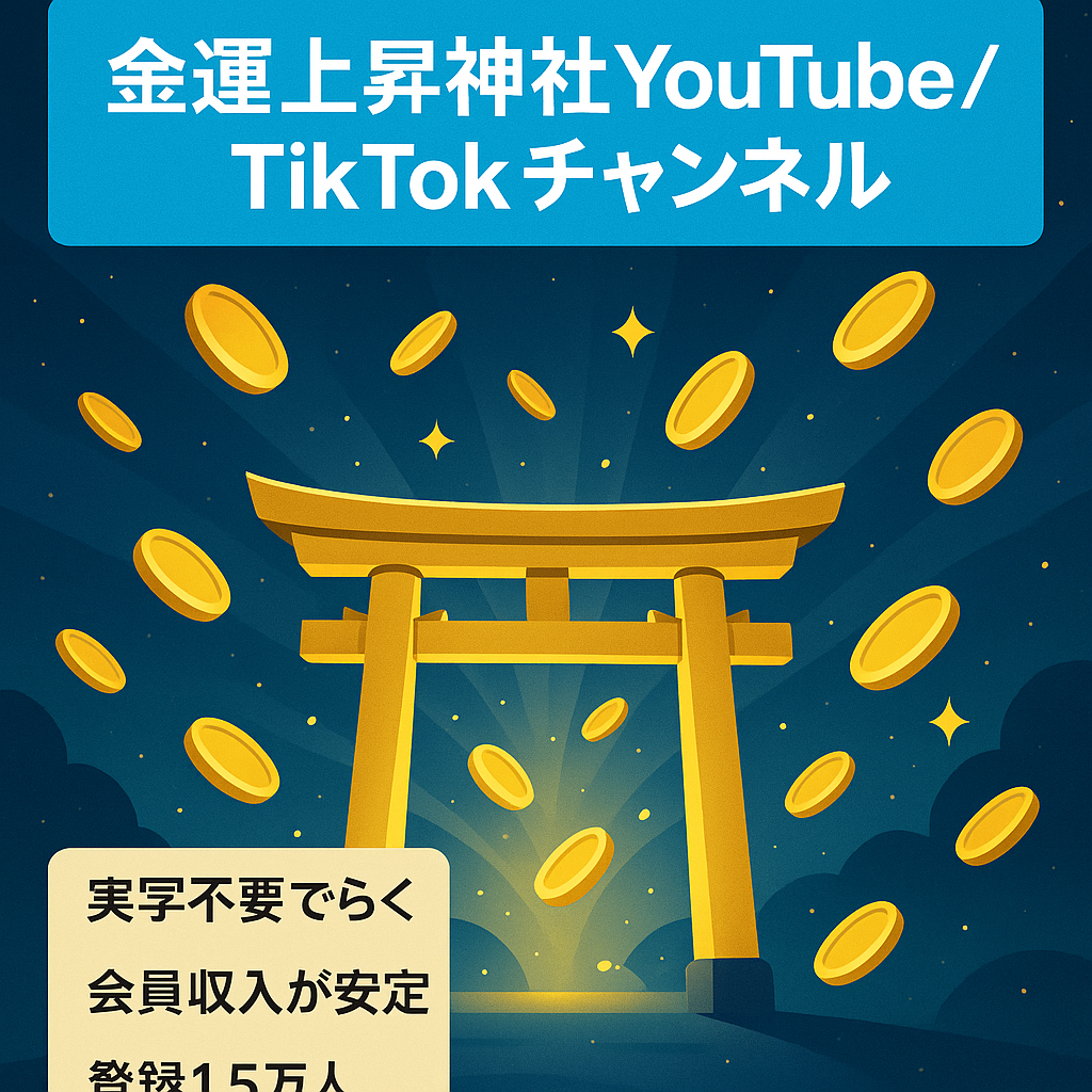 【登録者数15000人・スピリチュアル神社】業界初の金運上昇神社YouTubeチャンネル＋TikTokチャンネル