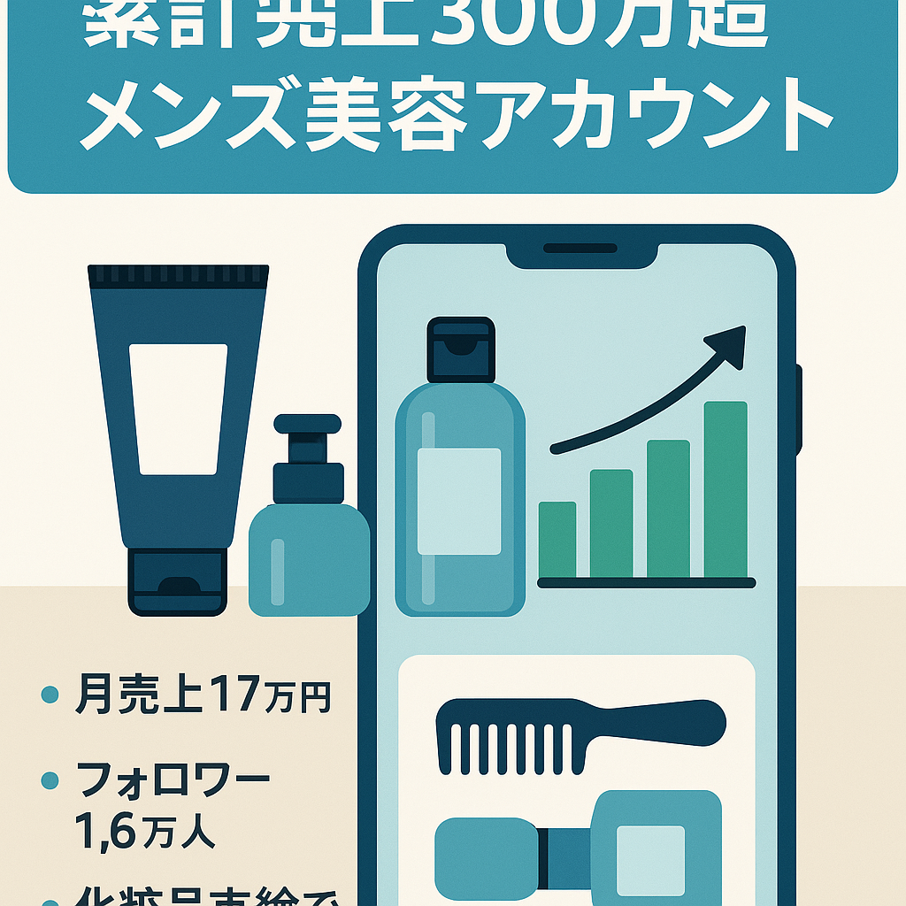 【累計売上300万円以上】【月間売上17万円(2023/12/17~1/16)】【コンテンツ販売×企業案件】フォロワー1.6万人のメンズ向け美容アカウント