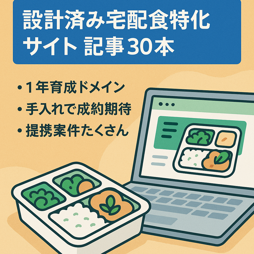 サイト設計された「宅配食」に関する30記事のジャンル特化型サイト