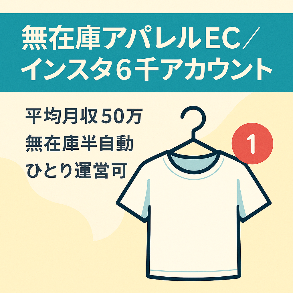 【平均月収50万！サポートあり】無在庫アパレルECとインスタ6000人フォロワーアカウント