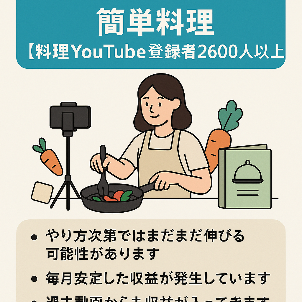 単価が高いジャンル！　貴重な簡単料理【料理YouTube登録者2600人以上】長期安定収入