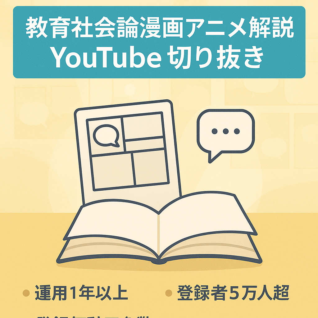 【月間収益平均70万円・登録者5万人超】教育系エンタメ・社会論・漫画・アニメの解説者のYouTube切り抜きチャンネル
