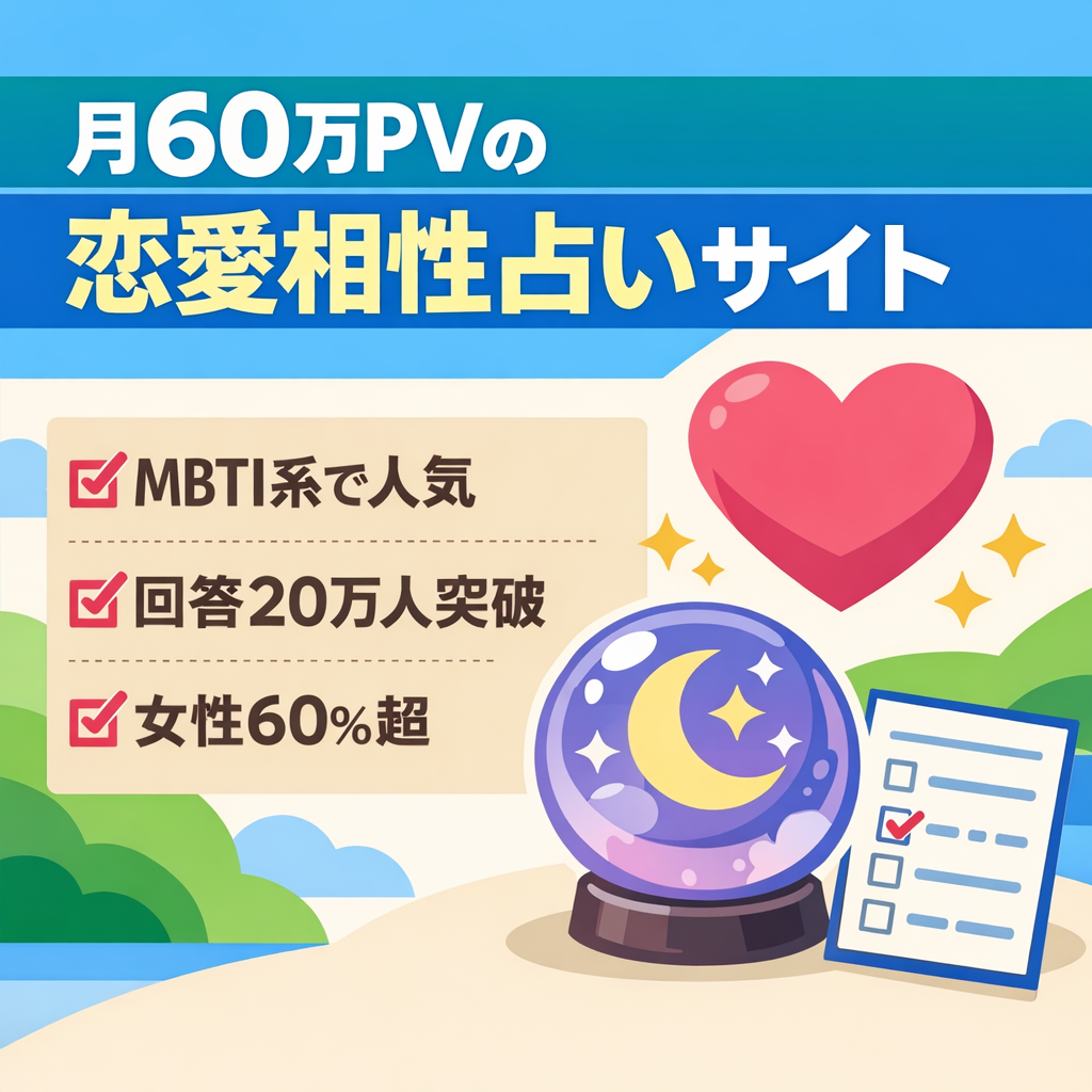【月60万PV達成】SNSで話題の恋愛（夜の相性）占いサイト