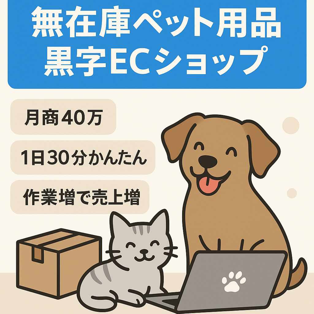 【黒字運営4年目】無在庫ペット用品ECショップ、1日30分、1人運営、月商40万