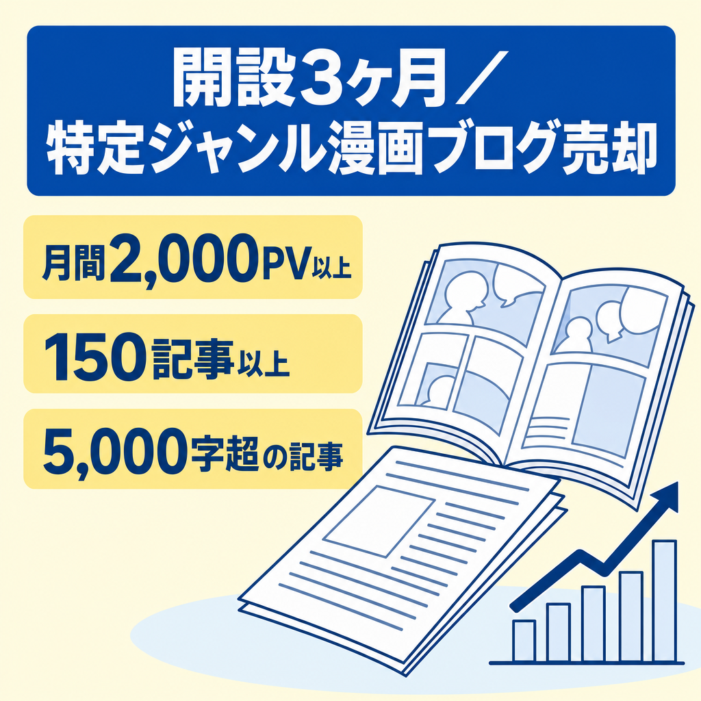 【開設3ヶ月月2000PV以上】属人性なし｜150記事以上「特定ジャンル漫画ブログ」