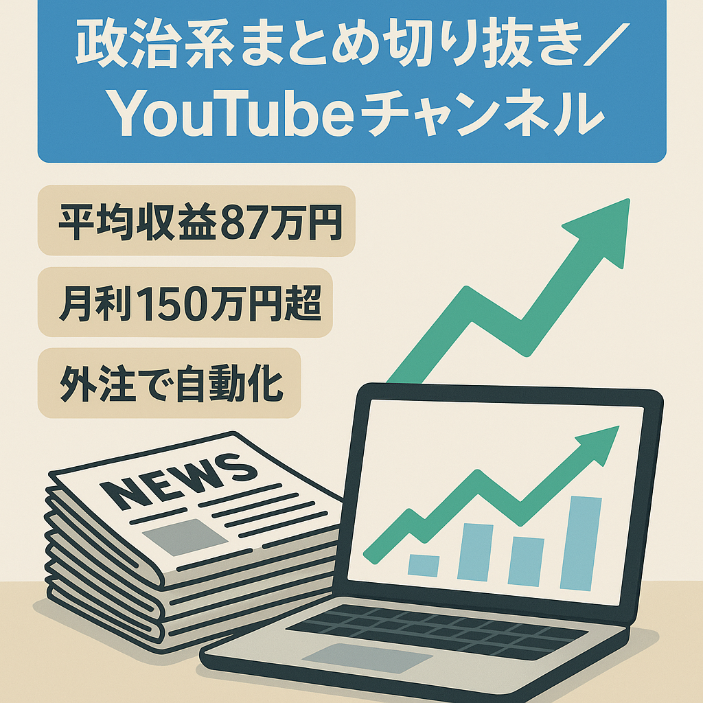 切り抜き：【平均収益87万円以上】完全外注　 政治系まとめチャンネル（非属人/手厚いサポートあり）