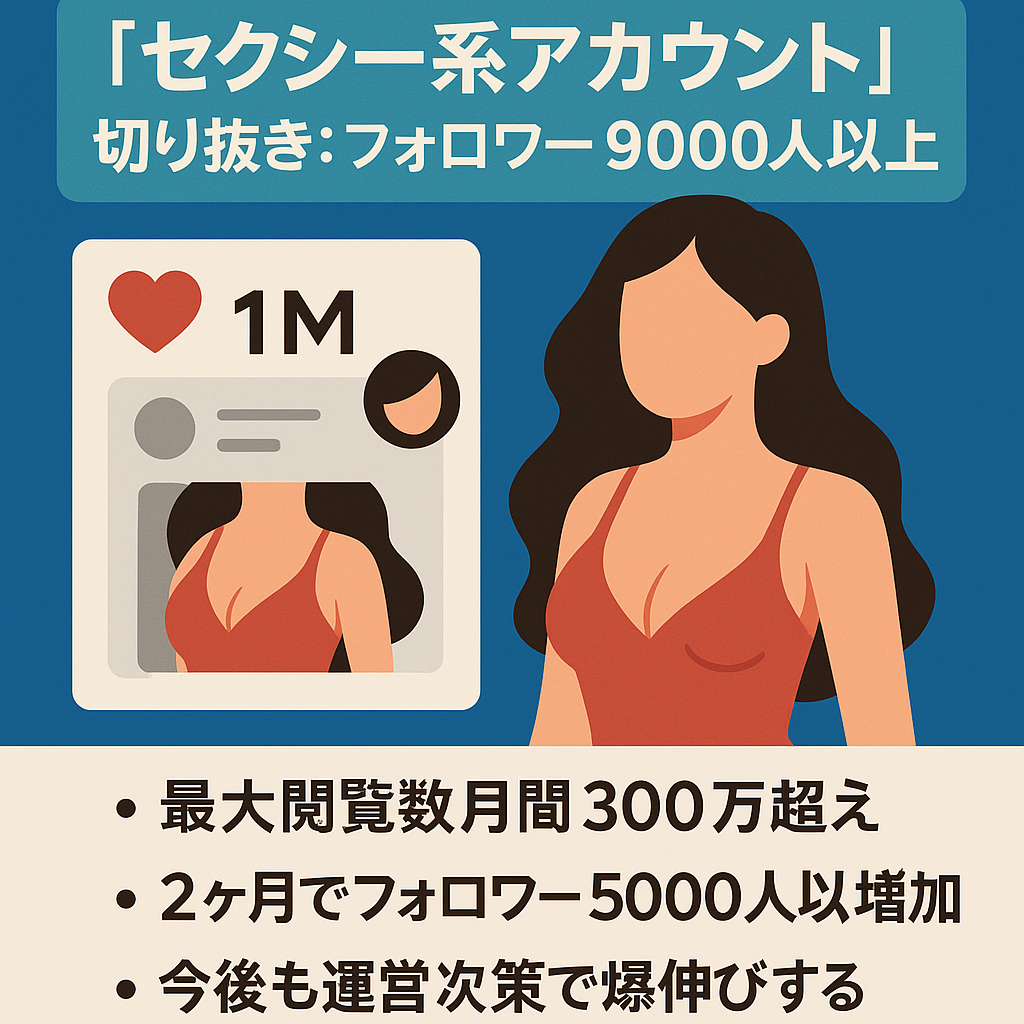 切り抜き：フォロワー9000人以上　月間閲覧数100万超え　セクシー系アカウント