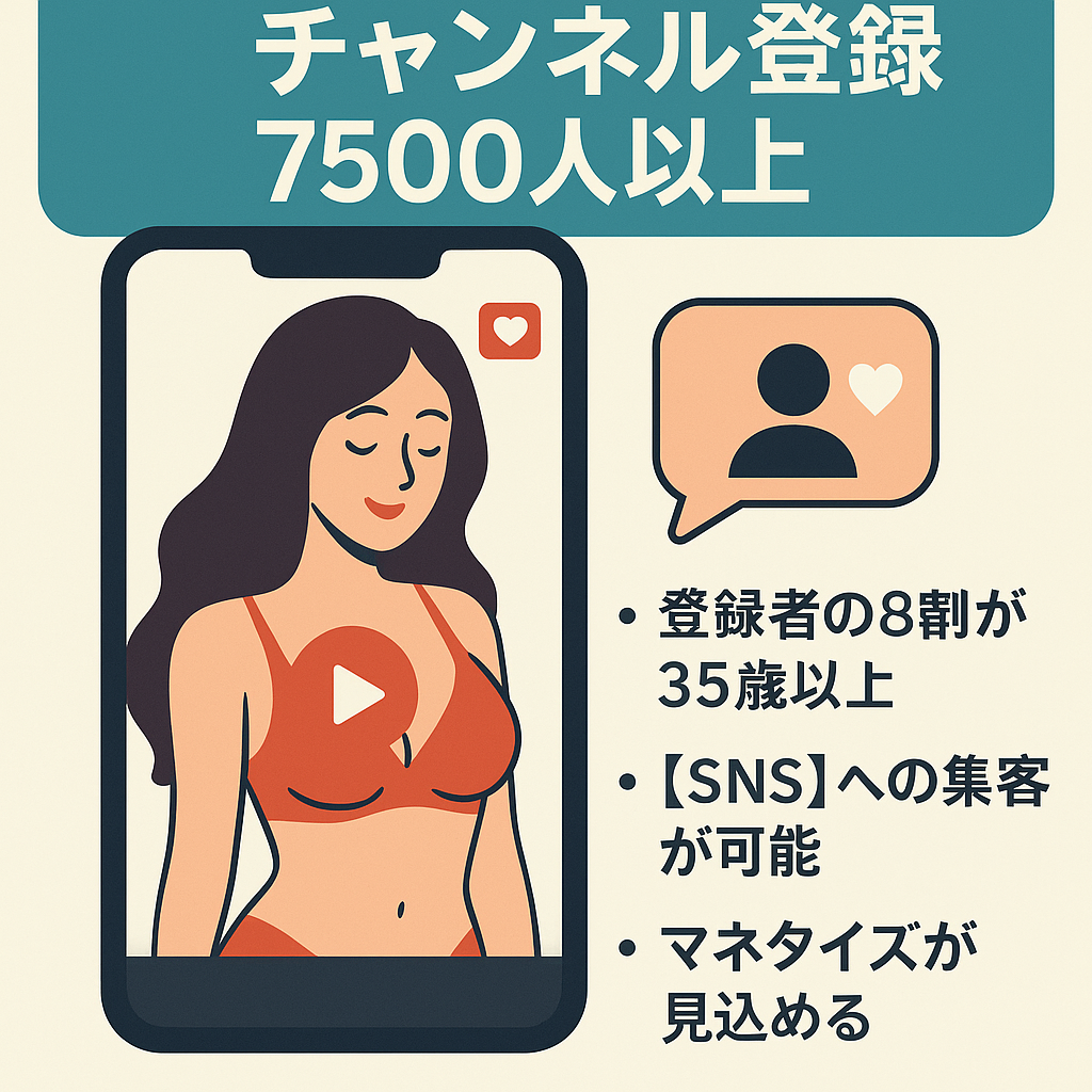 登録者数7500人以上のセクシー系チャンネル　ショート90万再生以上あり