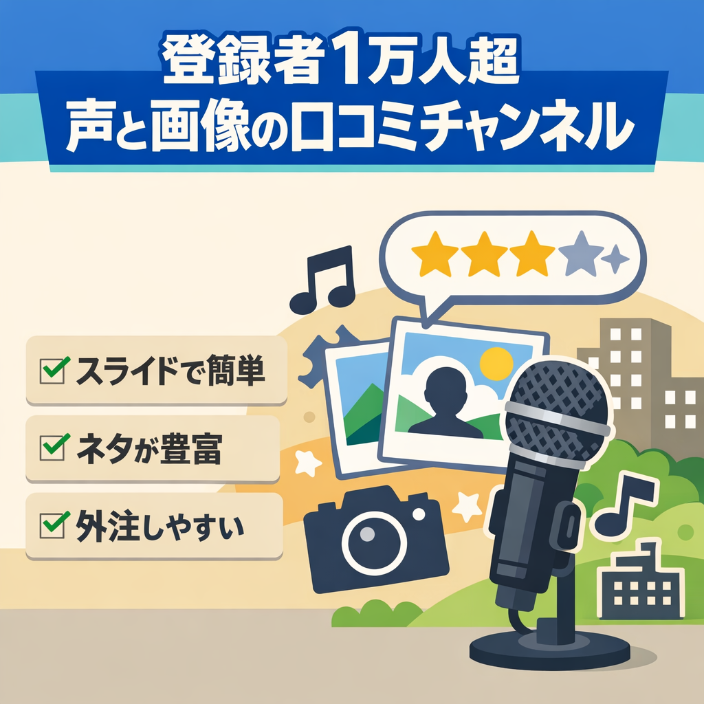 【登録者1万人以上】声と画像だけで運営可能な口コミチャンネル