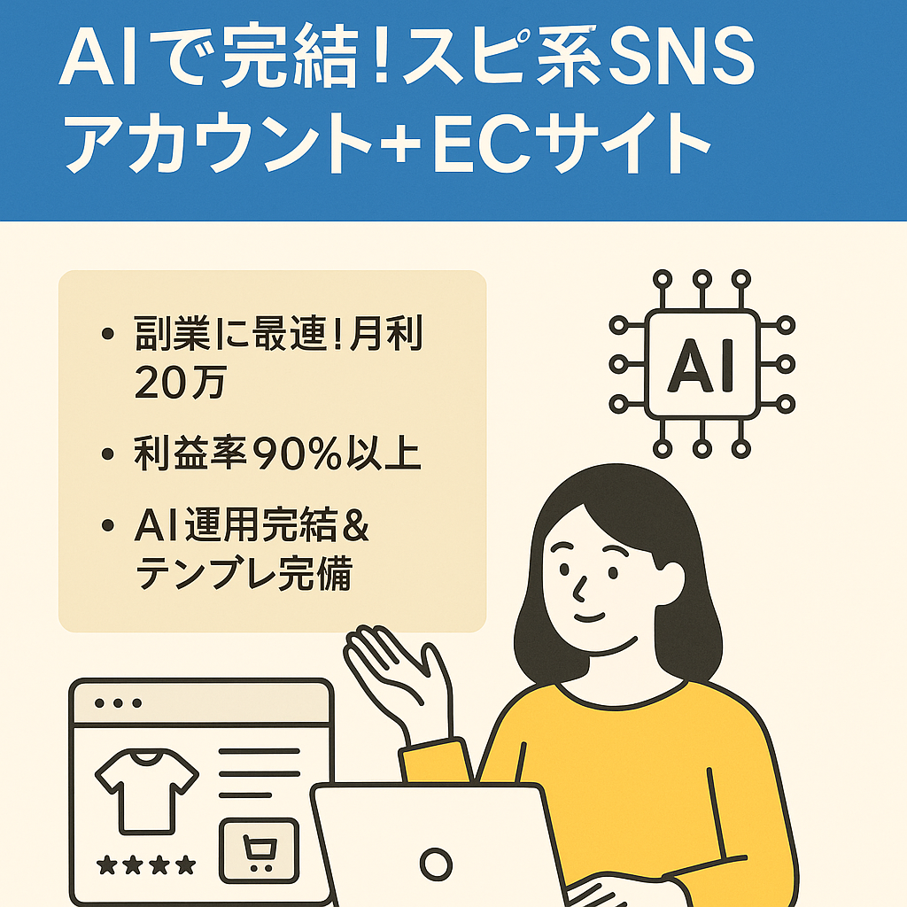【6月7月粗利20万円超】AIで完結！スピ系SNSアカウント＋ECサイト一式譲渡｜安心基盤＆拡大余地あり