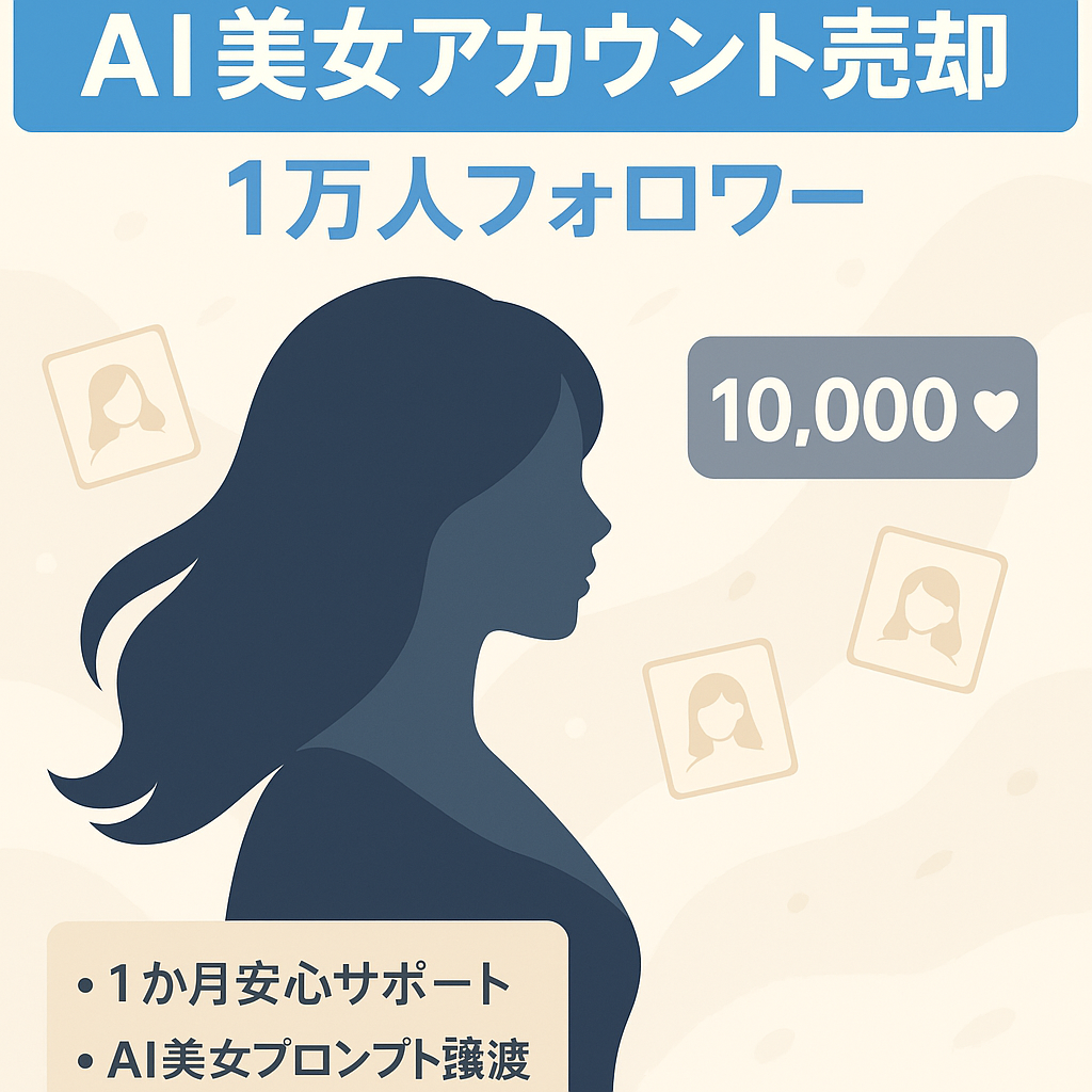 【★人気AI美女フォロワー1万人】初心者でも簡単に運営・収益化【AI美女生成の動画マニュアル付き+素材も100枚セット】