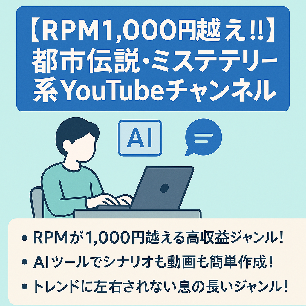【RPM1000円越え‼️早い者勝ち‼️値下げ交渉可能‼️収益化済み／簡単AI作成】根強い人気の都市伝説・ミステリー系YouTubeチャンネ ル