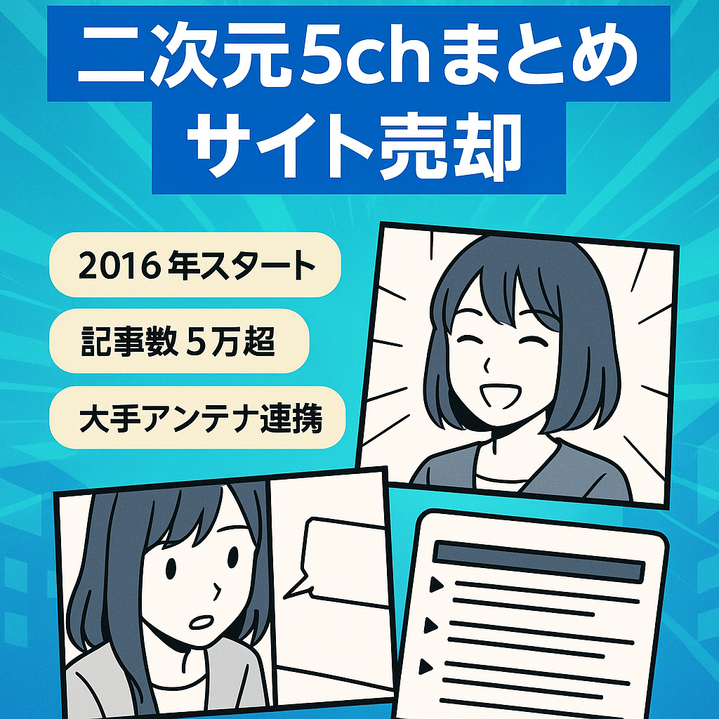 【最終値下げ！】二次元に関する5chスレまとめサイト！月5万以上確定！！