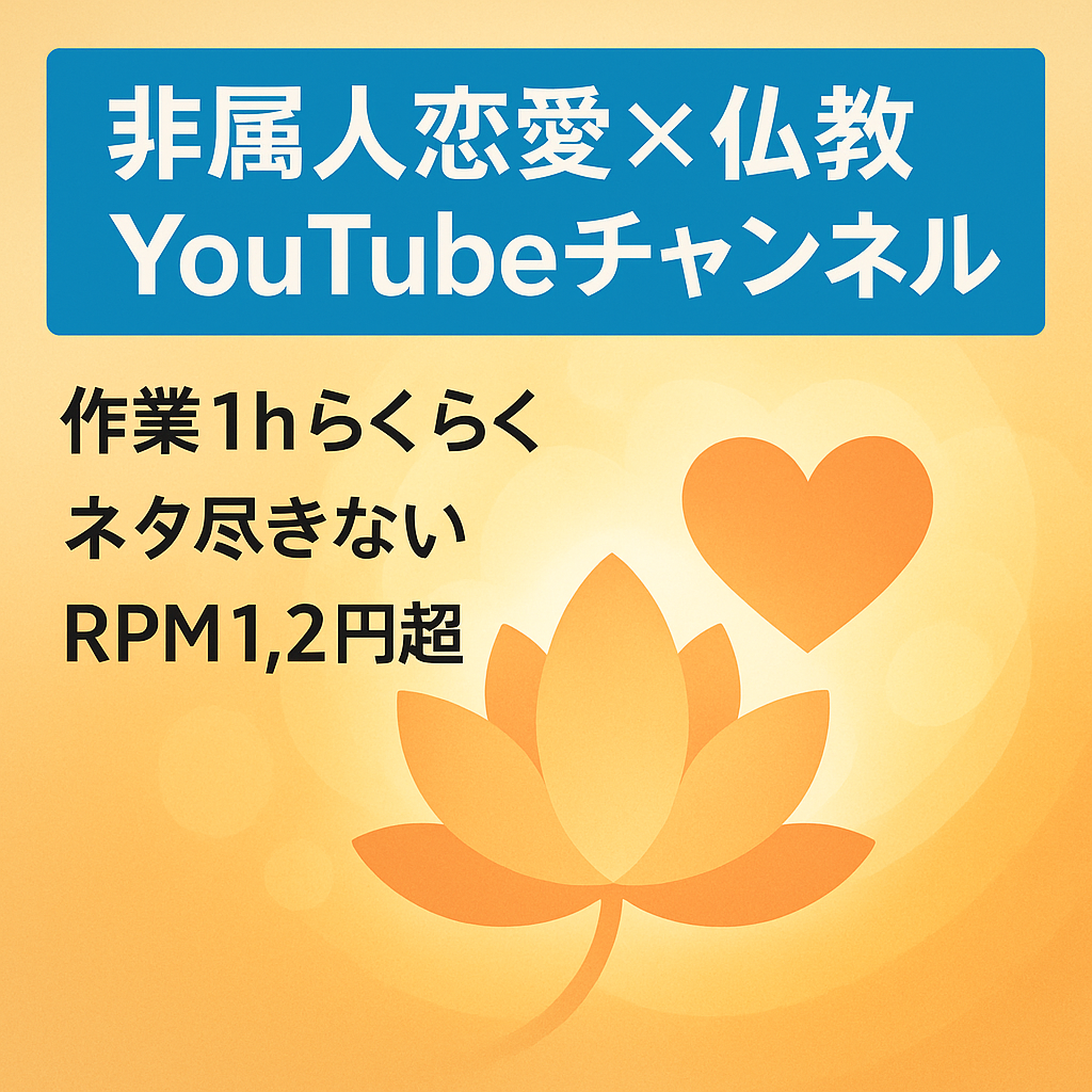 【１本の作業時間１時間以内】ネタに困らない大人の恋愛系×仏教の教え非属人YouTubeチャンネル/テンプレート有