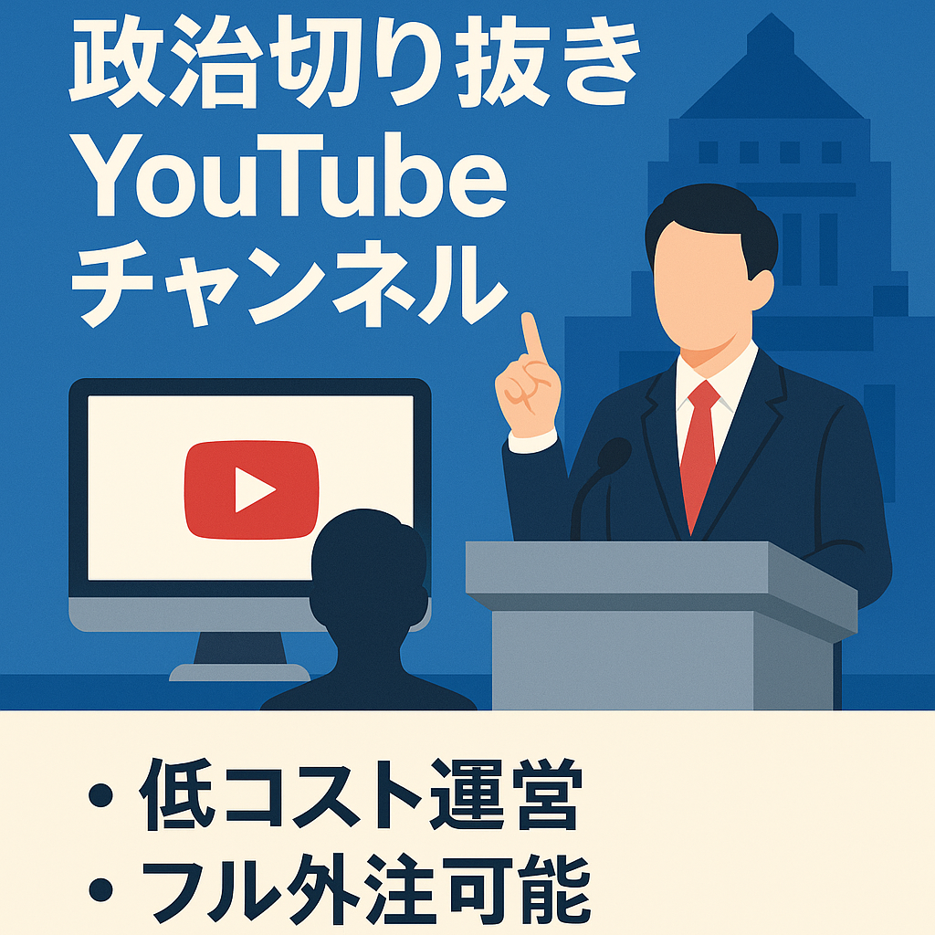 【登録者3万人/直近90日で利益520万以上】政治切り抜きYouTubeチャンネル【顔出し不要/属人性なし/簡単編集】