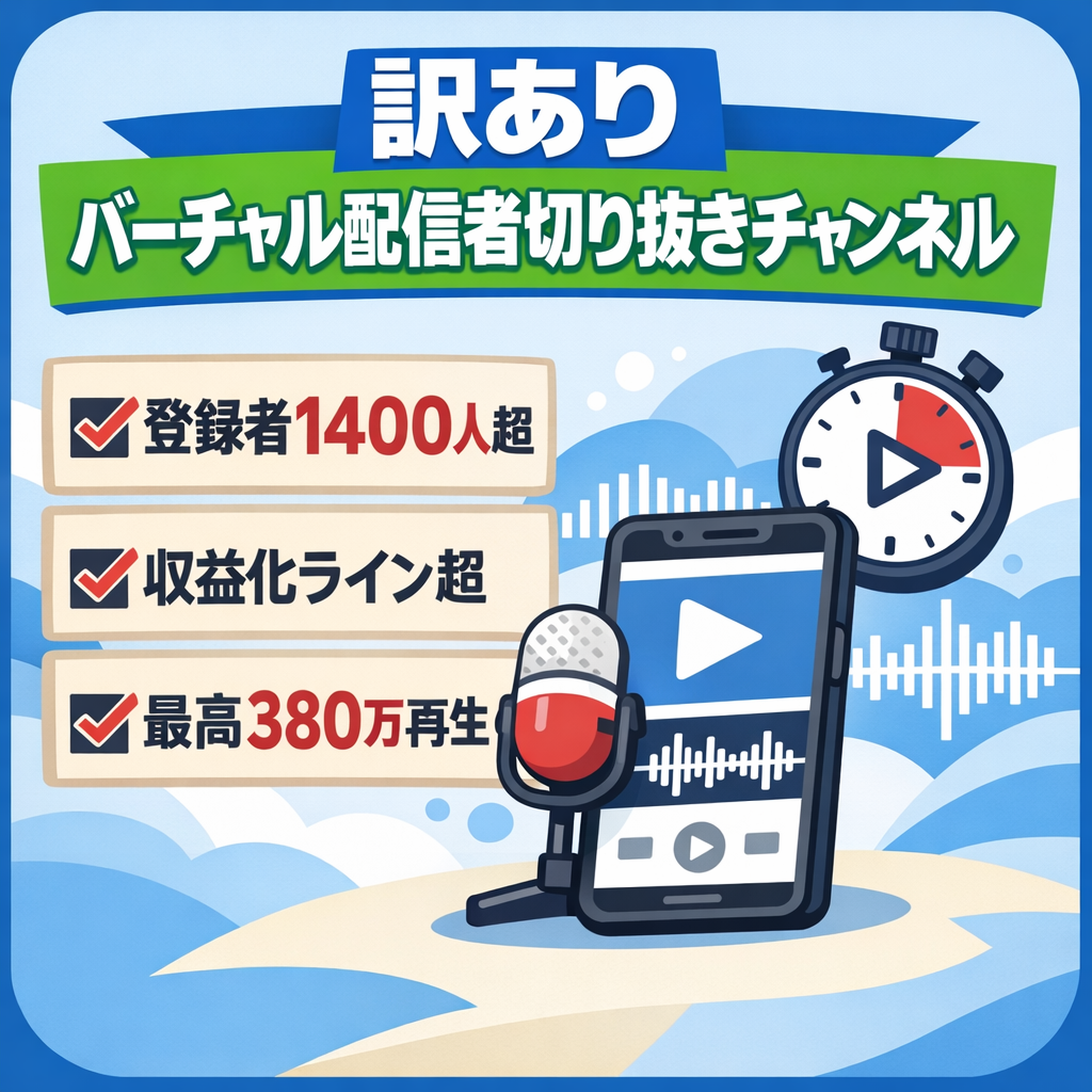訳あり：【登録者1400人以上】大手Vtuber切り抜きチャンネル