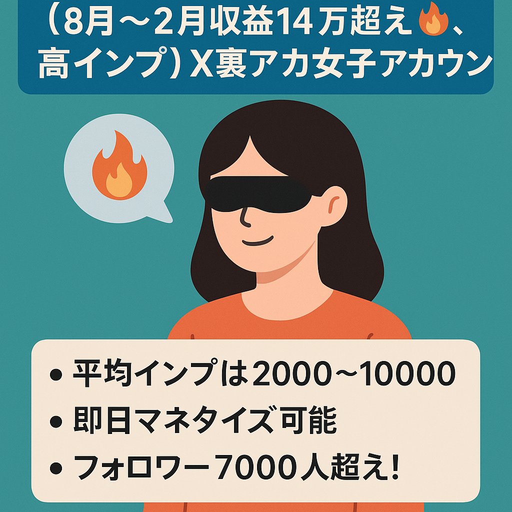 【8月〜2月収益14万超え🔥、高インプ】X裏アカ女子アカウント