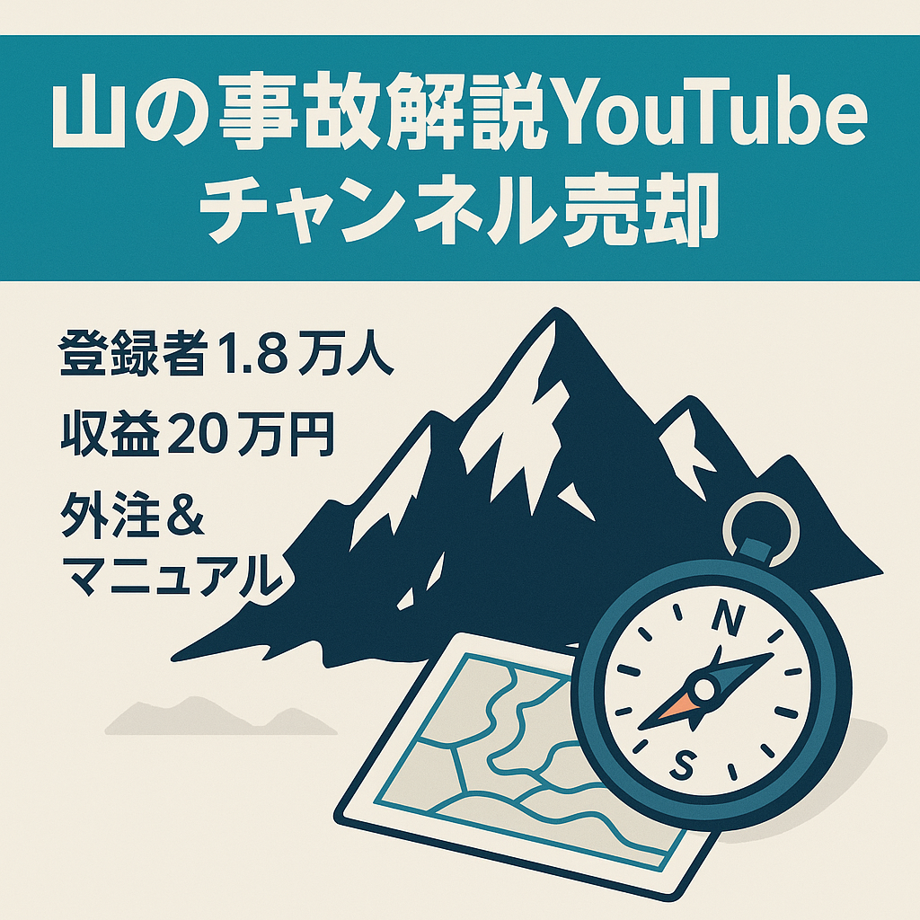 【値下げしました】【登録者数18000人・属人性なし】山の事故事例ゆっくり解説YouTubeチャンネル・収益20万（2024年1月まで）