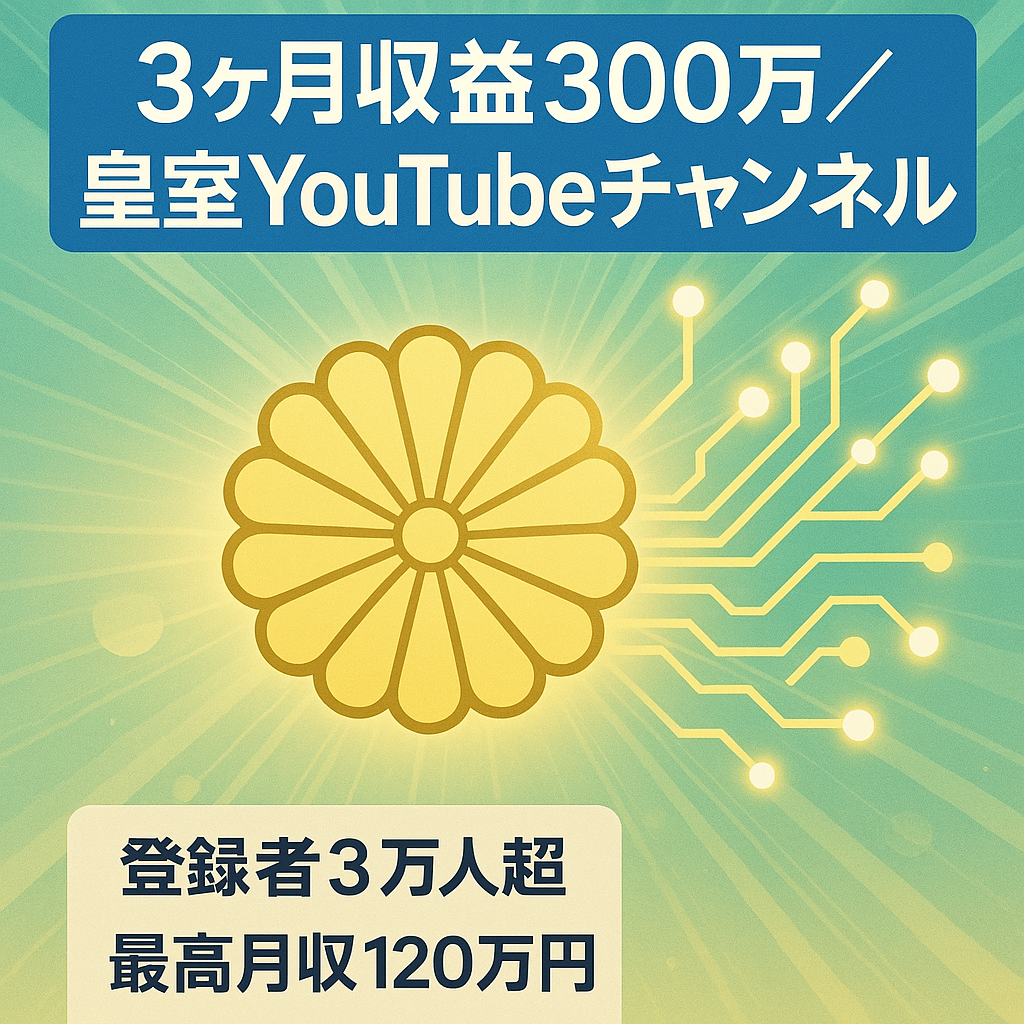 【直近3ヶ月収益300万円】AIを活用した皇室YouTubeチャンネル。登録者3万越え。