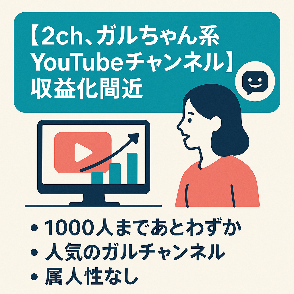 【２ｃｈ、ガルちゃん系　youtubeチャンネル】収益化間近　【顔出し・声だし・属人性なし】