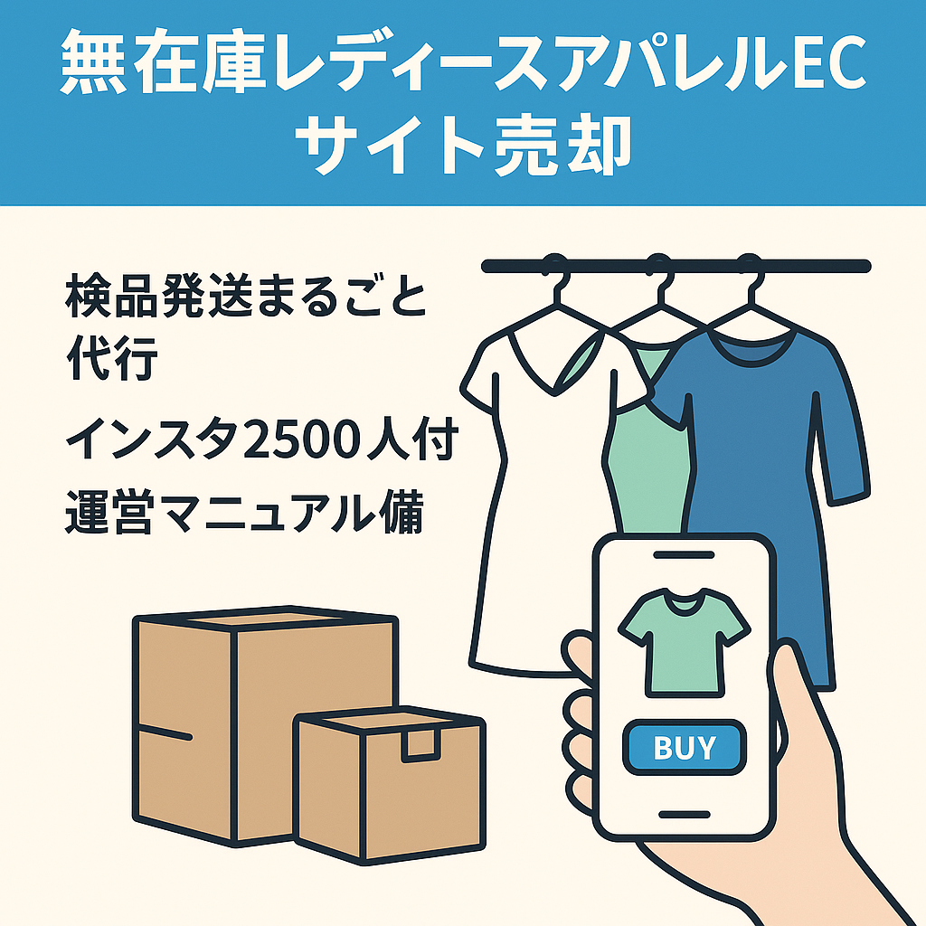 【過去月商64万達成・ショップ運営マニュアル有・代行業者紹介】無在庫レディースアパレル ファッションEC【在庫不要・1人運営可】
