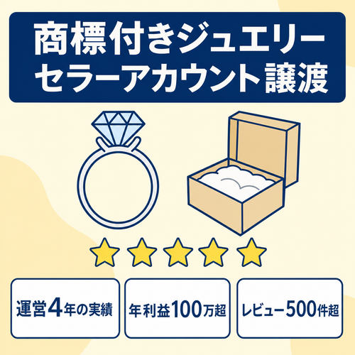 EC事業：運営歴4年の商標付きAmazon セラーアカウント(ジュエリーブランド)を、 即運営可能な状態で取得できる譲渡案件