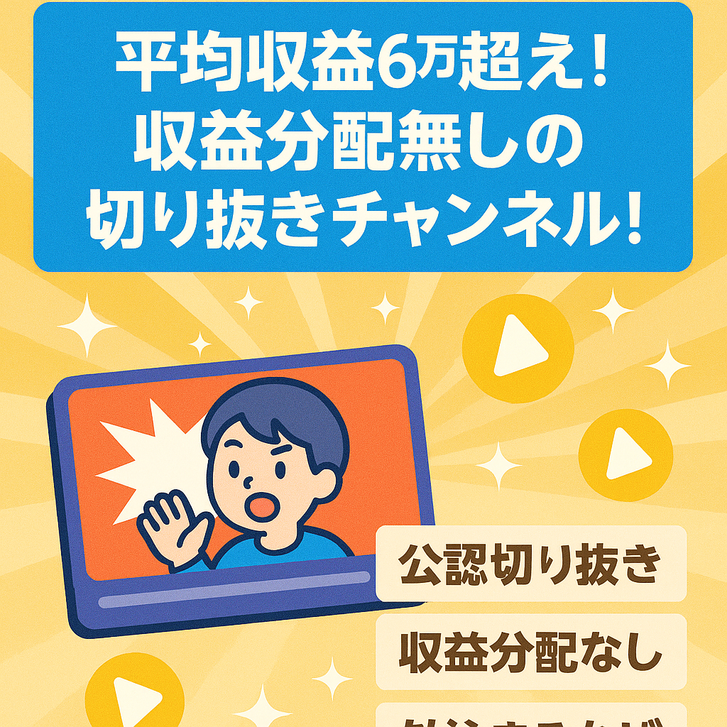 平均収益6万超え！収益分配無しの切り抜きチャンネル！
