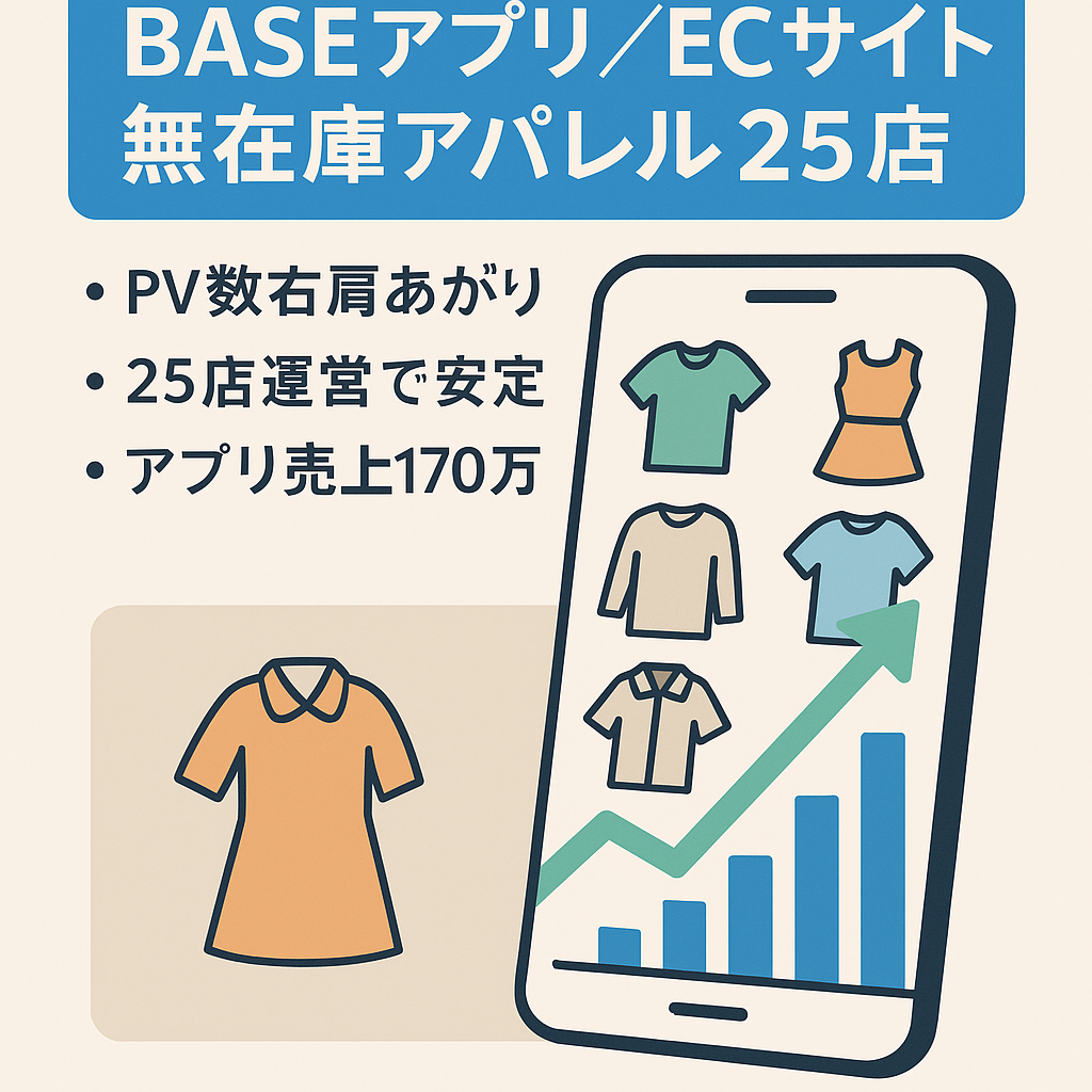 BASEアプリ＆ECサイト～レディース/メンズアパレル計25店舗｢無在庫販売｣～