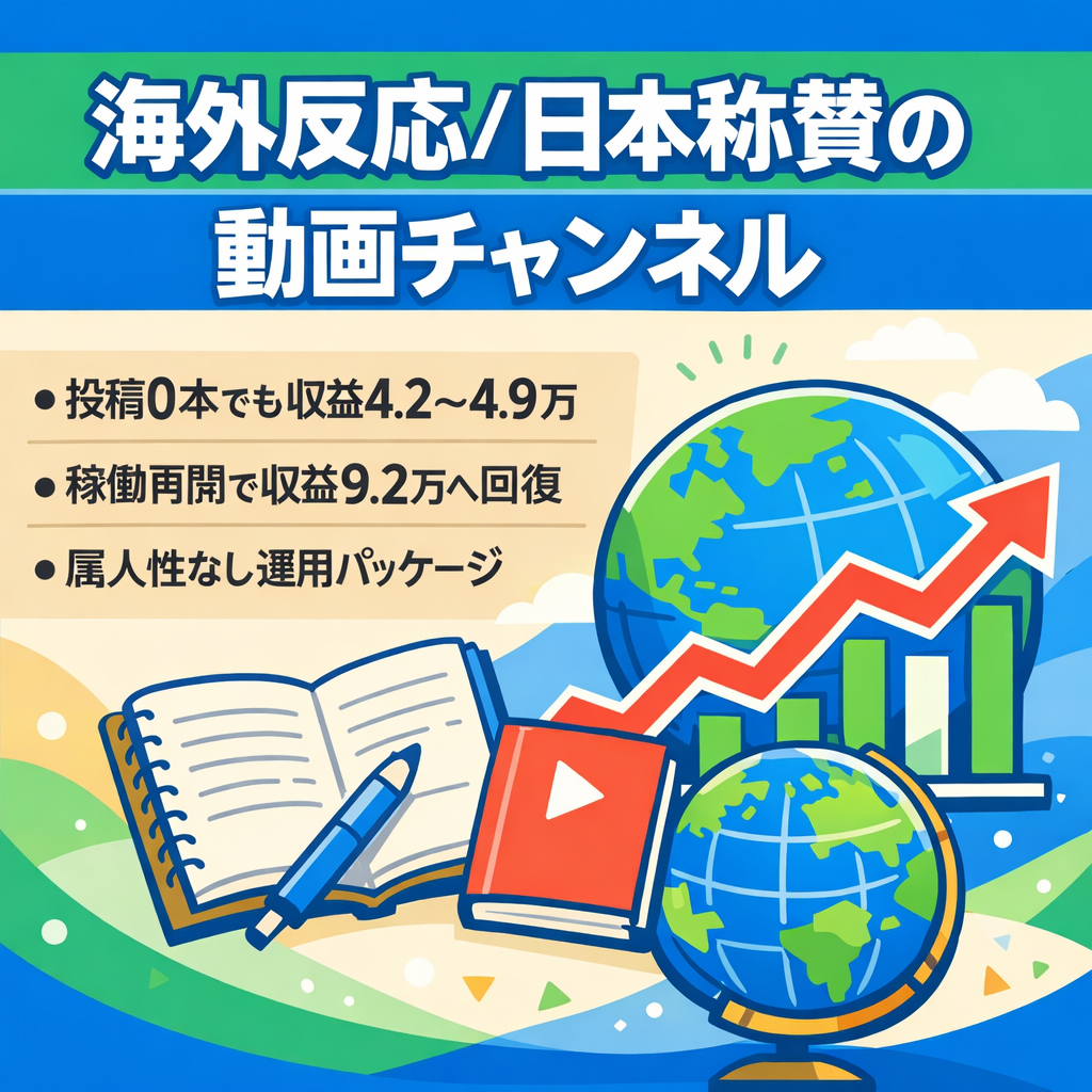 【新規投稿0本で月4.5万円実績】稼働再開で月9.2万円へ回復！属人性なし/海外の反応・日本称賛系