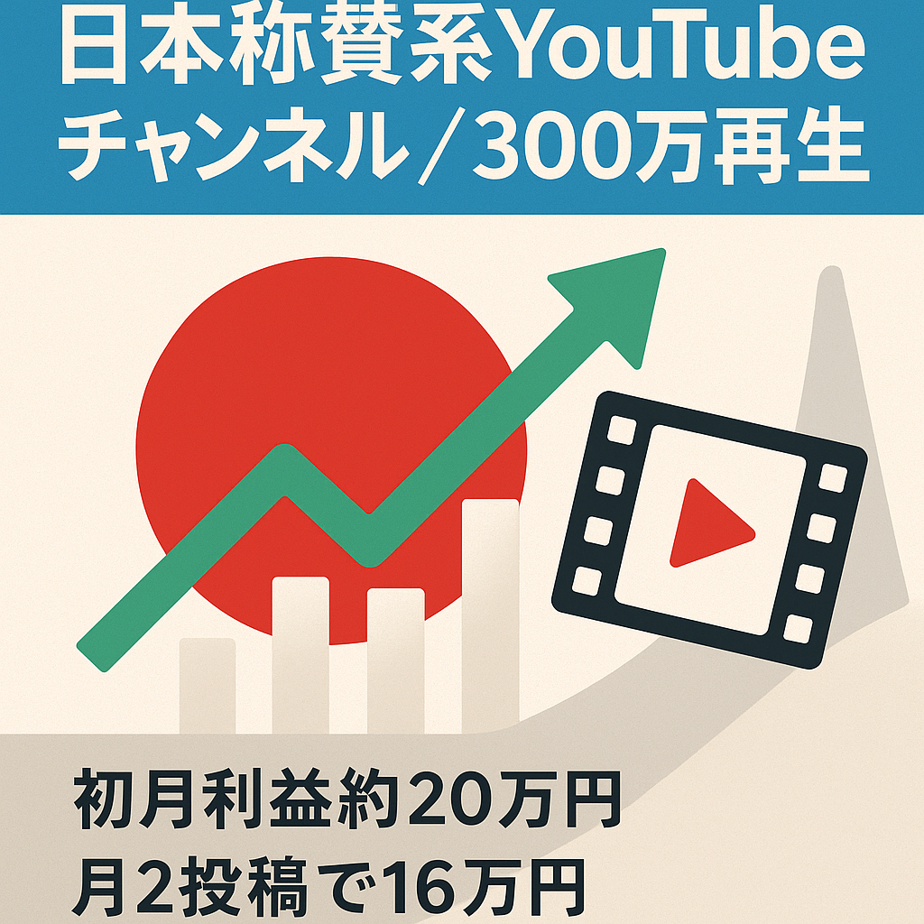 【収益化初月利益約20万円/8月2本投稿で利益16万円以上！】日本称賛系ブルーオーシャン！長尺動画76万回、ショート動画220万回再生超え