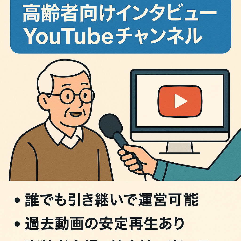 【収益化済み・登録者1万3千人以上・数十万再生動画複数アリ！】高齢者向け、年金インタビューYoutubeチャンネル 売却後1ヶ月間サポート有り