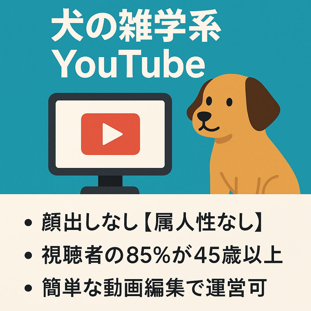 【収益化済 / 5月度10万円超 / 属人性なし】犬の雑学系YouTube【高単価層 / 登録者3000人越え】