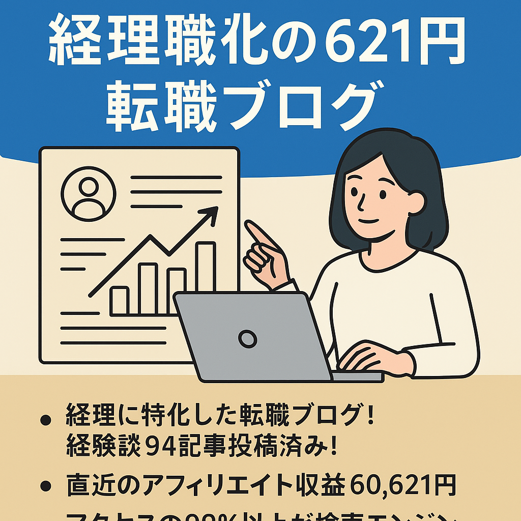 【直近の収益60,621円】経理職に特化した転職アフィリエイトブログ【運営8年／94記事】