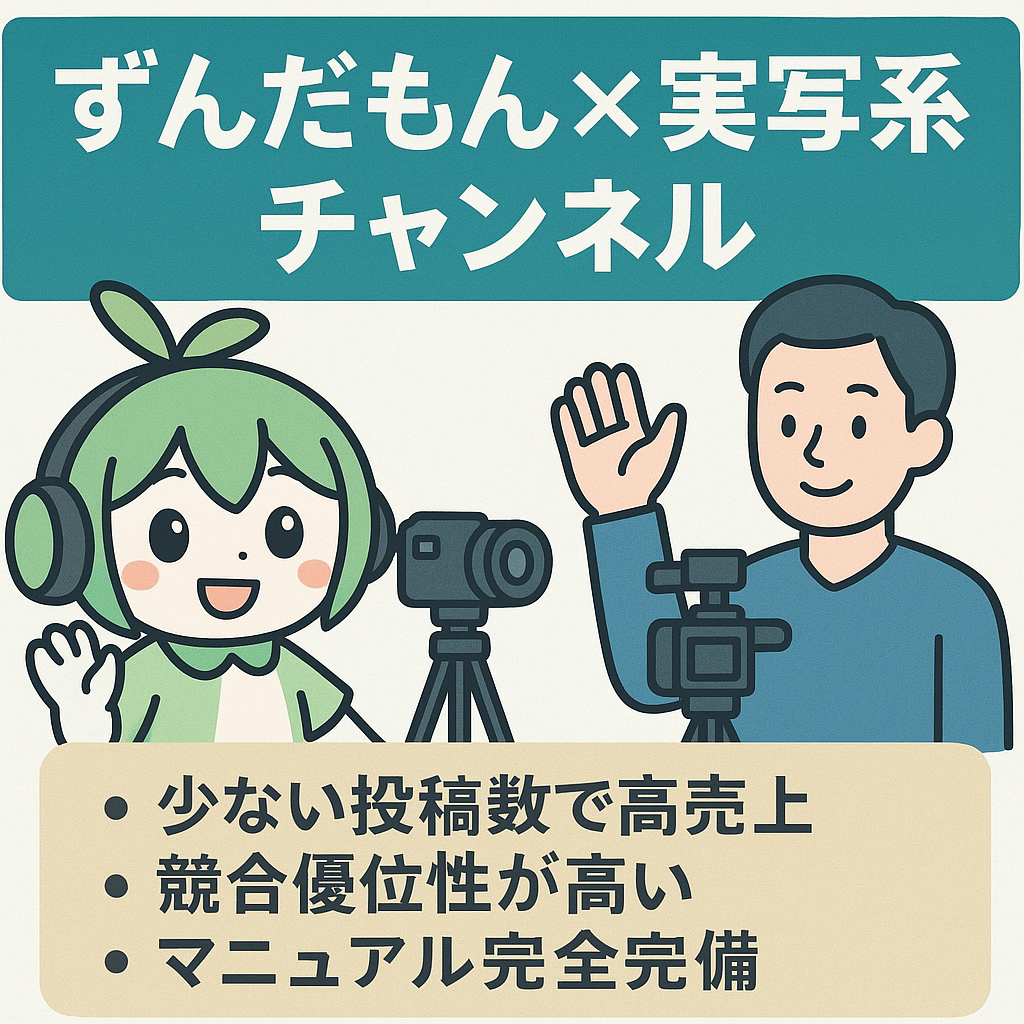 【3月収益42万円/外撮影含めて外注化可能】ワーカーさんマニュアル全て引き継ぎ！ずんだもん×実写撮影系チャンネル【競合無し】