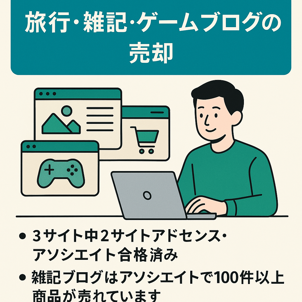 【Googleアドセンス2サイト合格】旅行関係ブログ・雑記ブログ・ゲームブログの3サイト売却