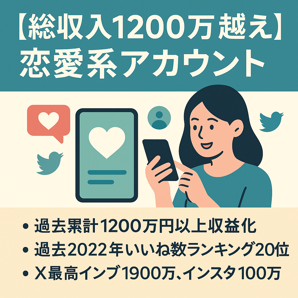 【総収入1200万越え】総フォロワー７万人以上の恋愛系アカウント
