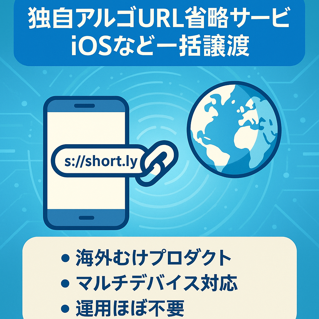 【世界で唯一の独自アルゴリズムの特殊なURL省略サービス】iOS/Android/Chrome拡張機能/Webサービスまとめてお譲りします